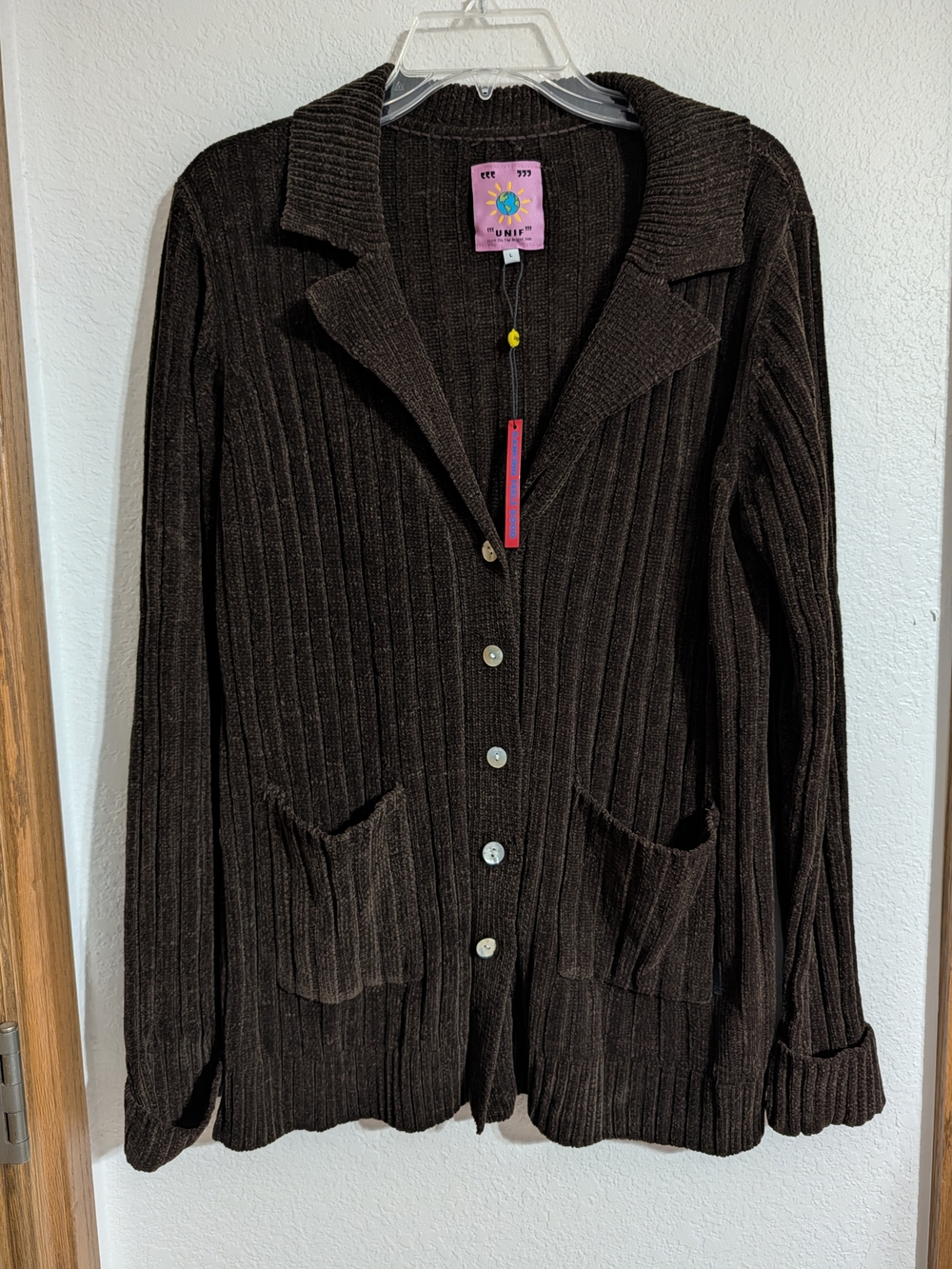 UNIF Women's Ribbed Button-Up Cardigan Sweater - Brown